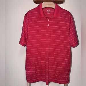 Champion Duo Dry Men's Hot Pink and white striped Performance Polo Golf size L—G